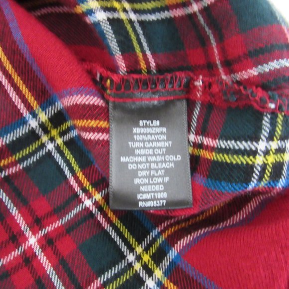 Sanctuary Red Plaid Button-Up Boyfriend Long Sleeve Snap Shirt Size Medium - Picture 7 of 7